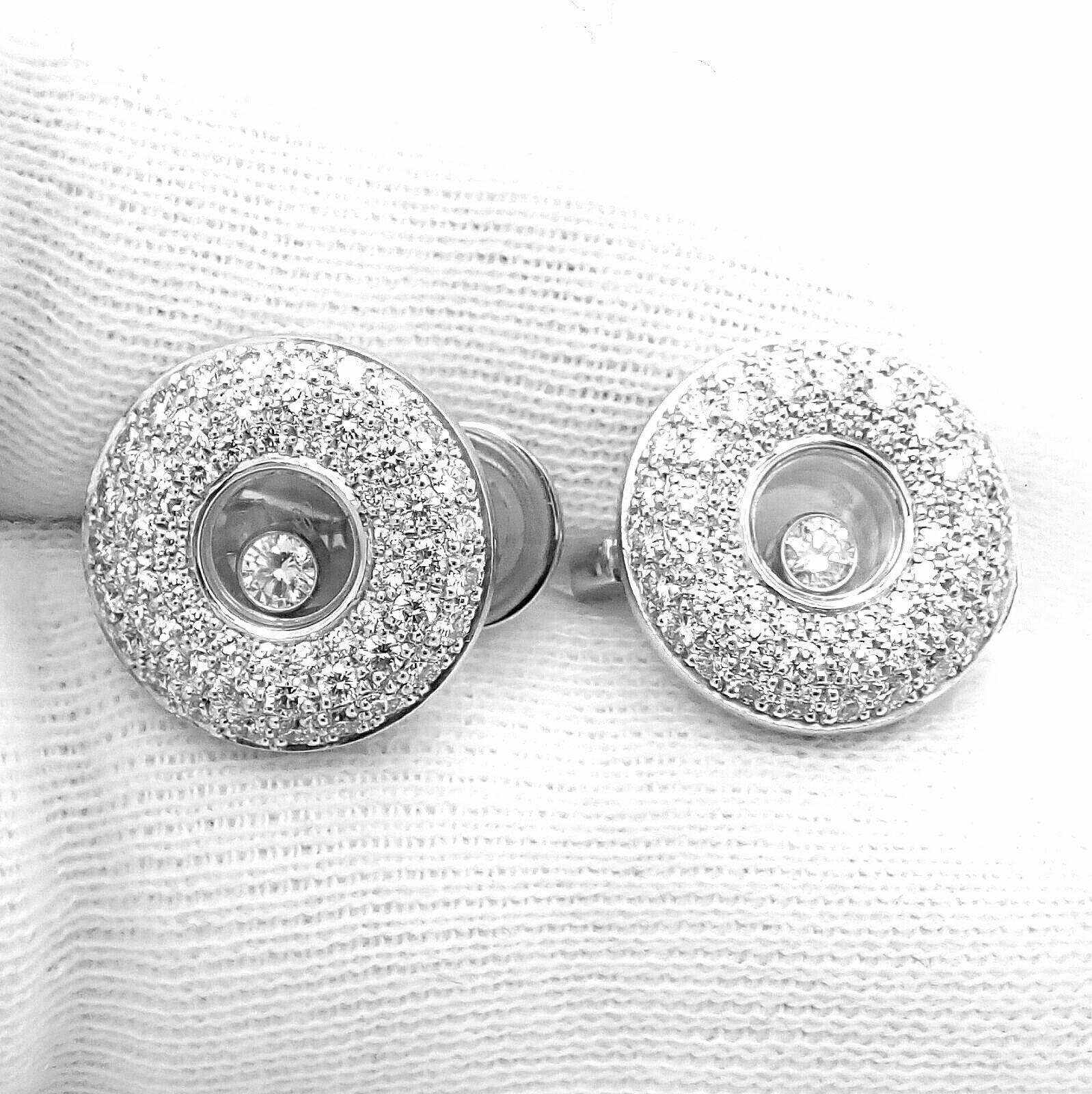 Chopard Happy Diamond White Gold Earrings In Excellent Condition In Holland, PA