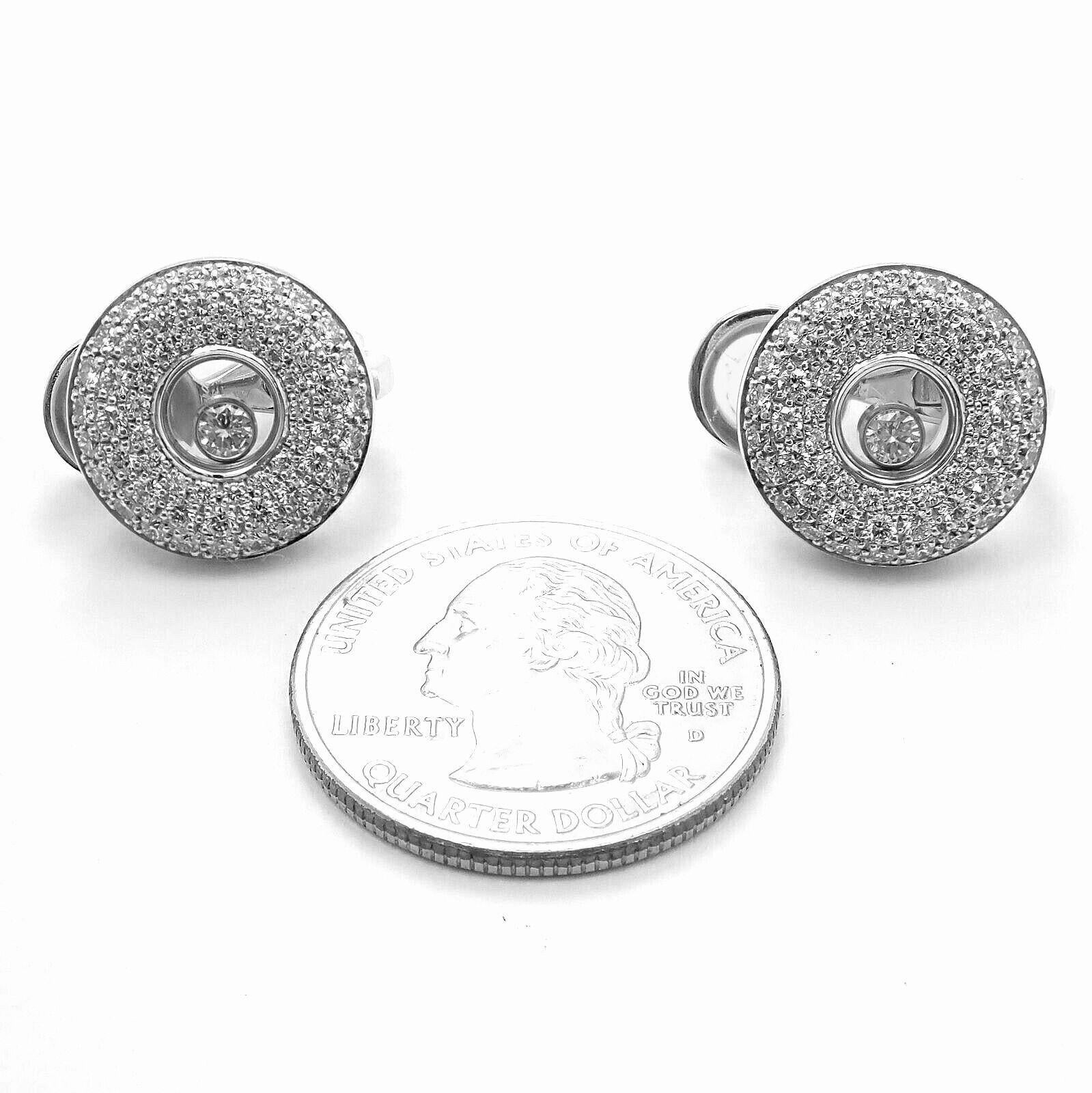 Women's or Men's Chopard Happy Diamond White Gold Earrings
