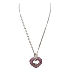 Chopard 'Happy Diamond' White Gold Pink Sapphire and Diamond Heart Necklace