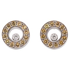 Pendientes Chopard Happy Diamond Zafiro Amarillo Oro Blanco 18K
