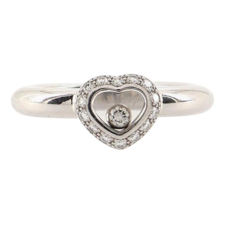Chopard Happy Diamonds 1 Diamond Heart Ring 18K White Gold and Diamonds For Sale