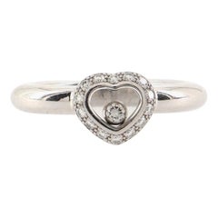 Chopard Happy Diamonds 1 Diamond Heart Ring 18K White Gold and Diamonds