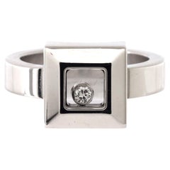Chopard Happy Diamonds Bague carrée à 1 diamant Or blanc 18K et diamant