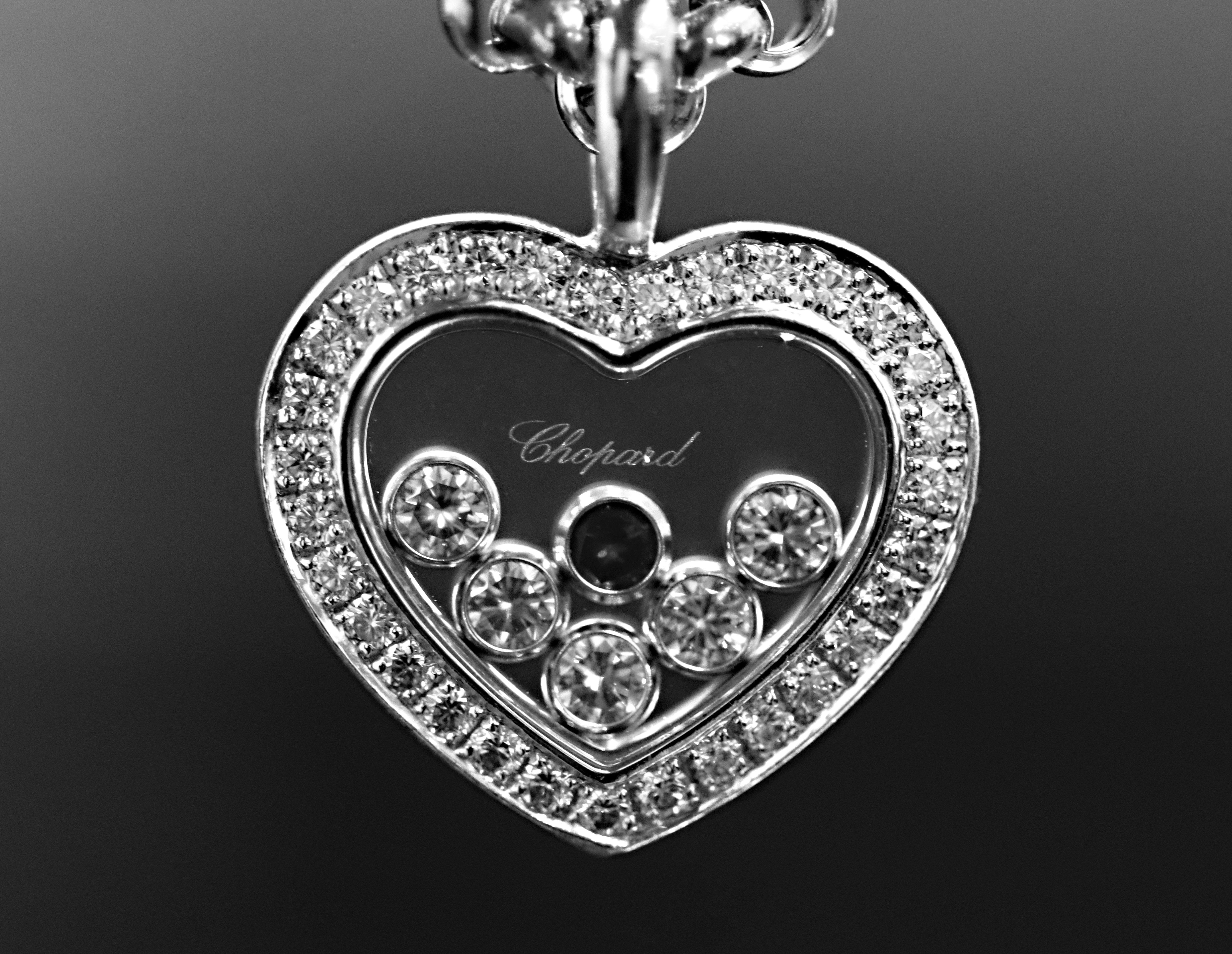 Women's Chopard Happy Diamonds 18 Carat Gold Diamond and Ruby Heart Pendant Necklace