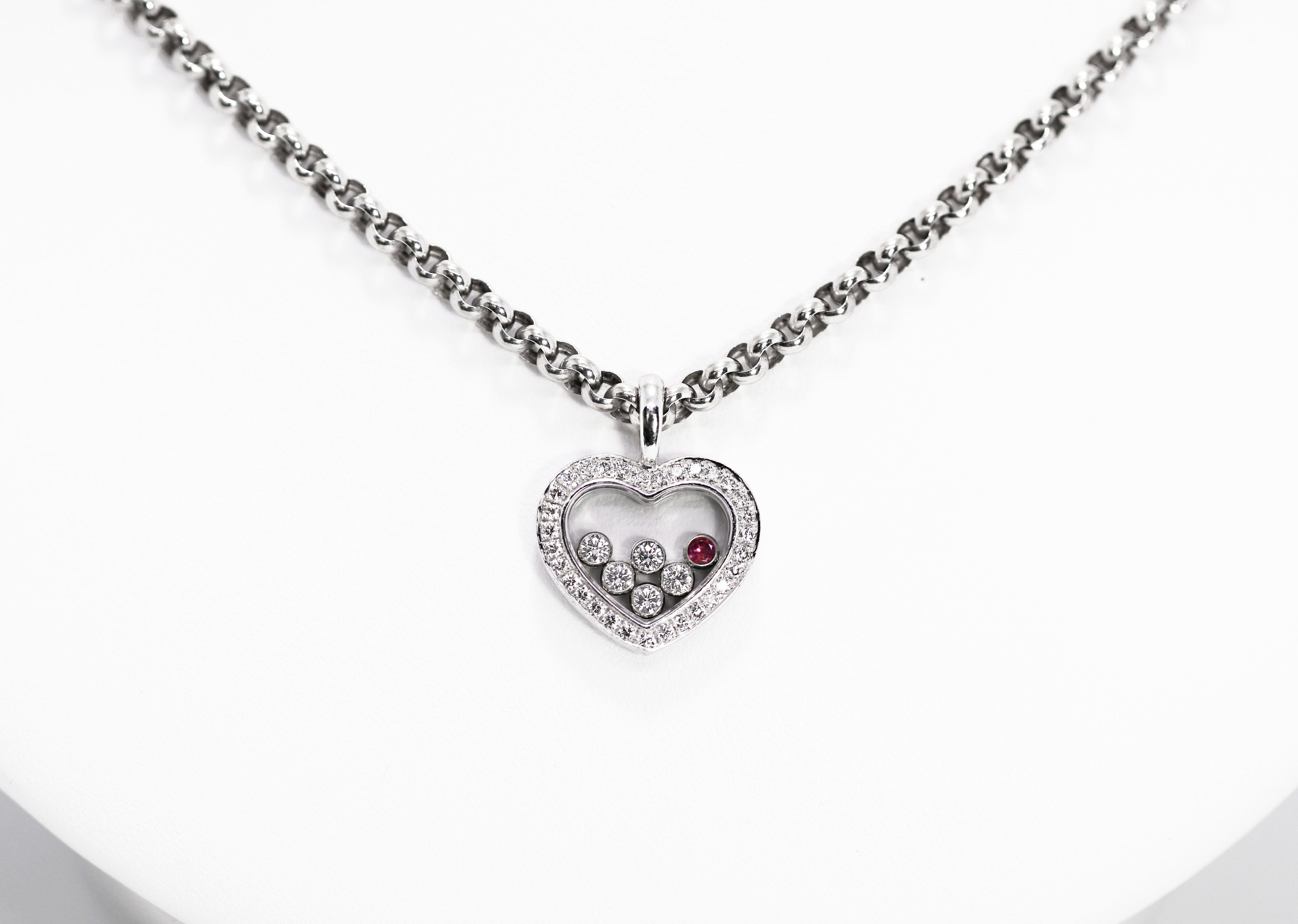 Chopard Happy Diamonds 18 Carat Gold Diamond and Ruby Heart Pendant Necklace 1