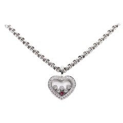 Chopard Happy Diamonds 18 Carat Gold Diamond and Ruby Heart Pendant Necklace