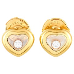 Chopard Happy Diamonds 18 Karat Gold 0.11 Carat Floating Diamond Heart Earrings