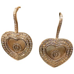 Chopard Happy Diamonds 18 Karat Gold and Diamond Heart Earrings 83/7209-5001