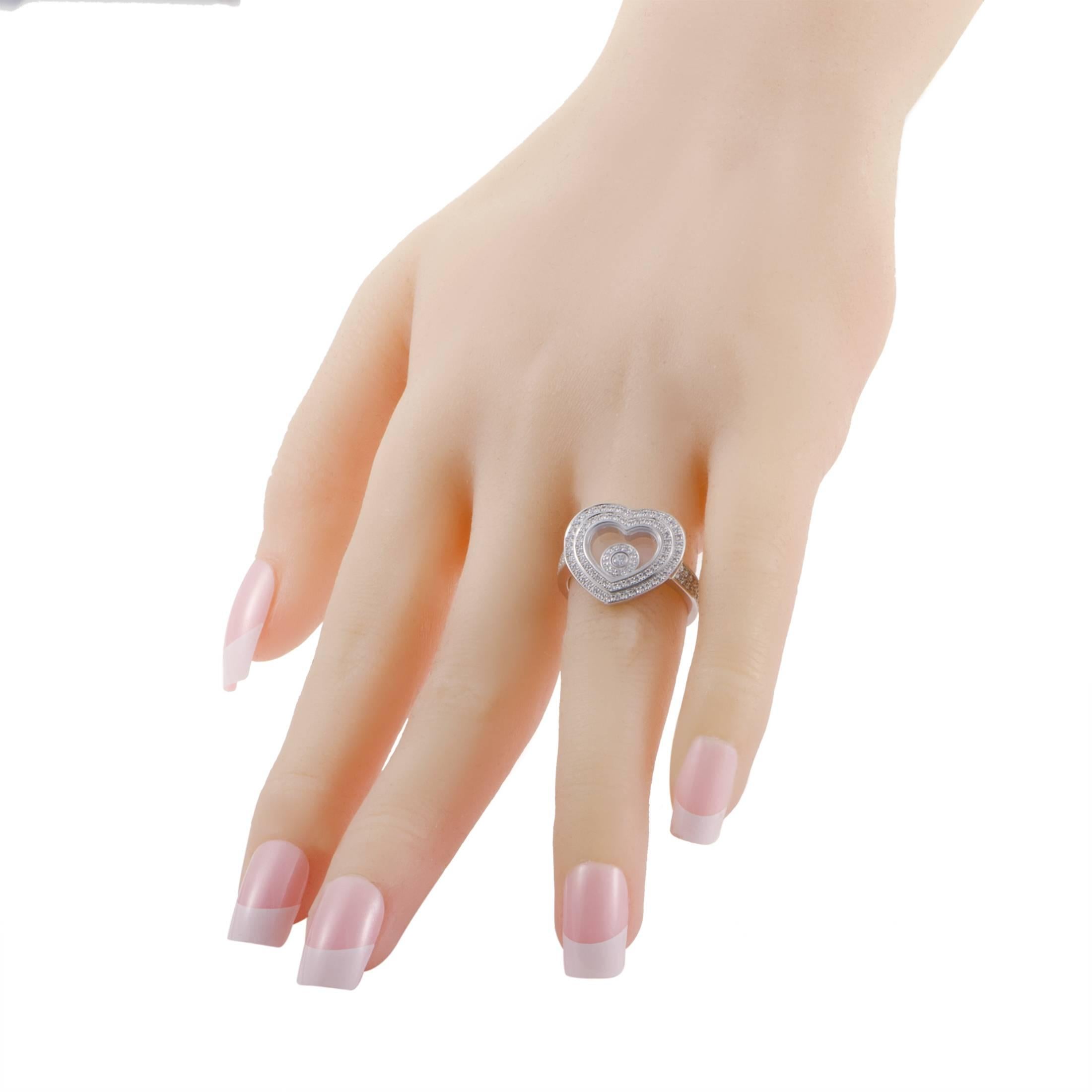 Women's Chopard Happy Diamonds 18 Karat Gold Full Diamond Pave Floating Diamond Heart R