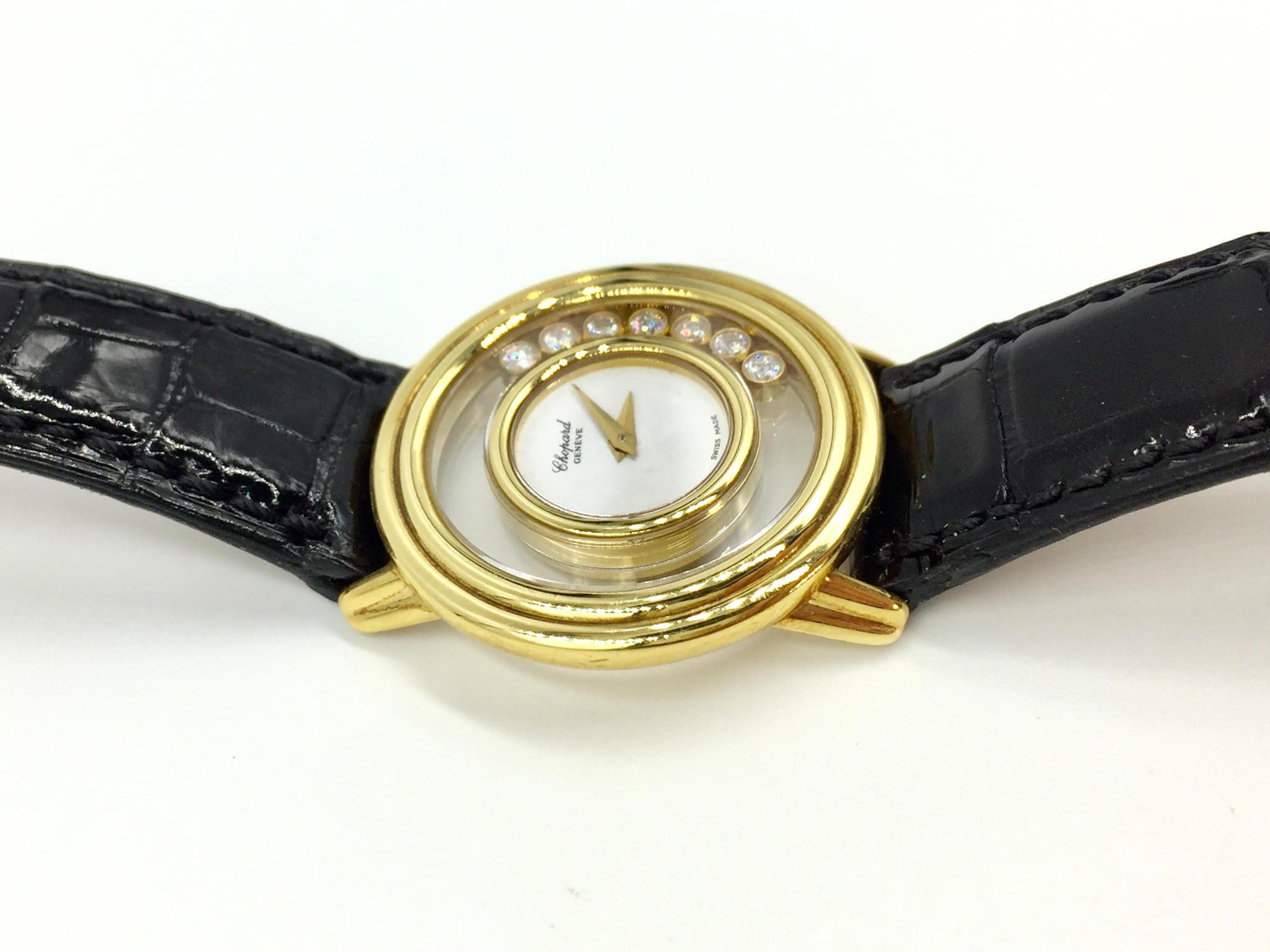 Contemporary Chopard Happy Diamonds 18 Karat Gold Quartz Watch