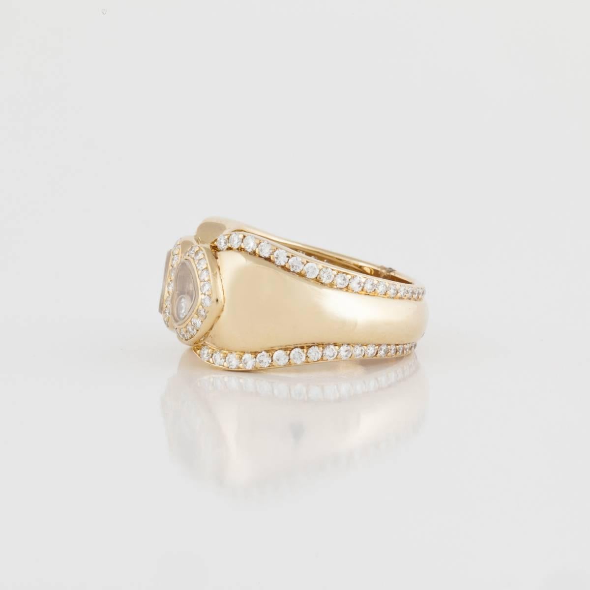 Round Cut Chopard Happy Diamonds Heart Ring in 18K Gold