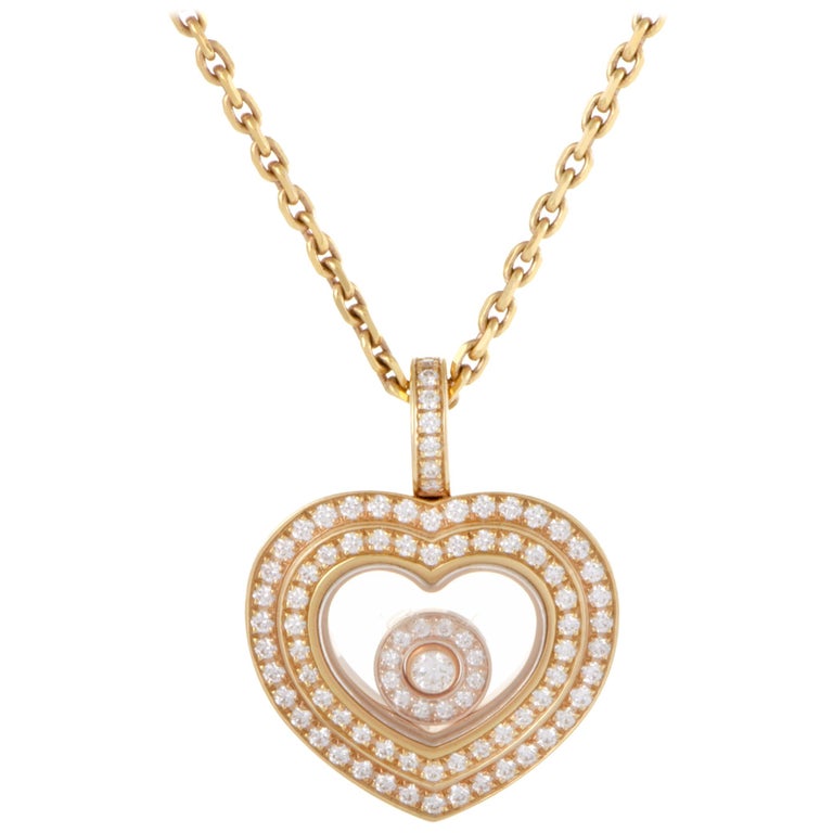 Chopard Happy Diamonds 18 Karat Rose Gold Diamond Pave Heart Pendant ...