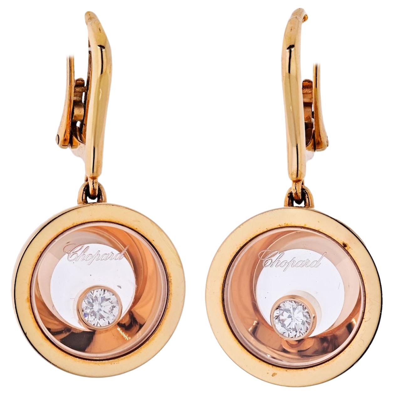 Chopard Happy Diamonds 18 Karat Rose Gold Earrings