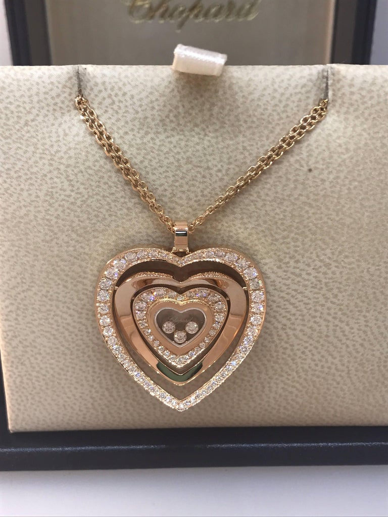 Chopard Happy Diamonds 18 Karat Rose Gold Heart Pendant Necklace 79/7221-5002 For Sale at 1stdibs