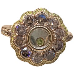 Chopard Happy Diamonds 18 Karat Rose Gold Pave Diamond Flower Ring