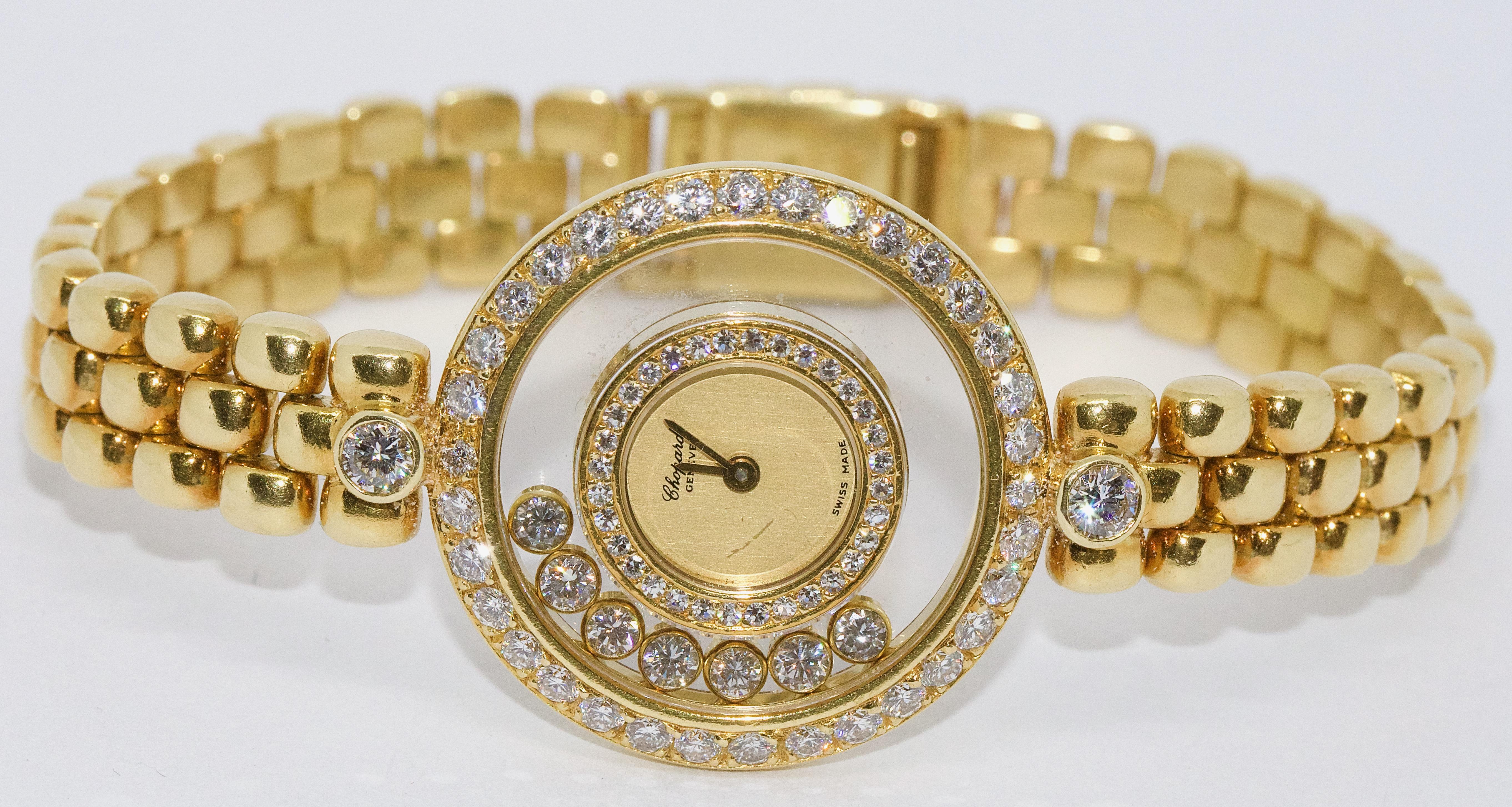 Modern Chopard Happy Diamonds, 18 Karat Solid Gold, Ladies Watch, Ref. 4097