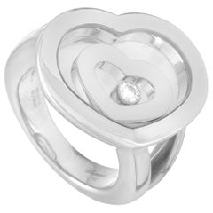 Chopard Happy Diamonds 18 Karat White Gold and Floating Diamond 2 Hearts Ring