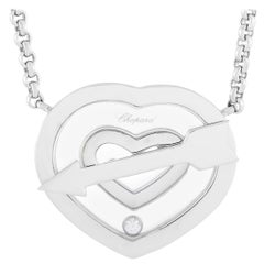 Chopard Happy Diamonds 18 Karat White Gold Diamond Heart Pendant Necklace
