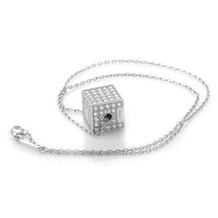 Chopard Happy Diamonds 18 Karat White Gold Diamond Pave Cube Pendant Necklace