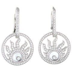 Chopard Happy Diamonds 18 Karat White Gold Diamond Pave Sun Earrings