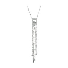 Chopard Happy Diamonds 18 Karat White Gold Diamond Square Pendant Chain Necklace