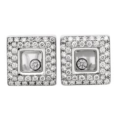Chopard Happy Diamonds 18 Karat Weißgold Quadratische Diamant-Ohrstecker