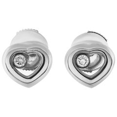 Chopard Happy Diamonds 18 Karat White Gold Floating Diamond Heart Earrings