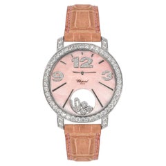 Used Chopard Happy Diamonds 18 Karat White Gold Pink Mother of Pearl Dial 20/7450-20