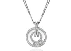 Chopard Happy Diamonds 18 Karat White Gold Round Pendant Necklace Chopard Happy Diamonds 18 Karat White Gold Round Pendant Necklace