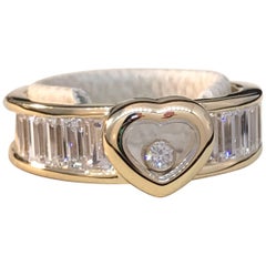 Chopard Happy Diamonds 18 Karat Yellow Gold and Trapeze Diamonds Heart Ring