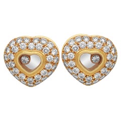 Chopard Happy Diamonds 18 Karat Yellow Gold Diamond Heart Stud Earrings