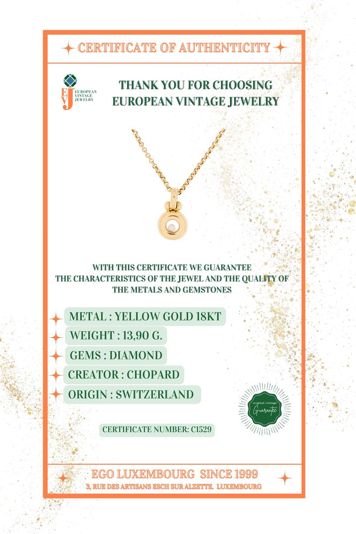 Chopard Happy Diamonds 18 karat Yellow Gold Necklace For Sale 6