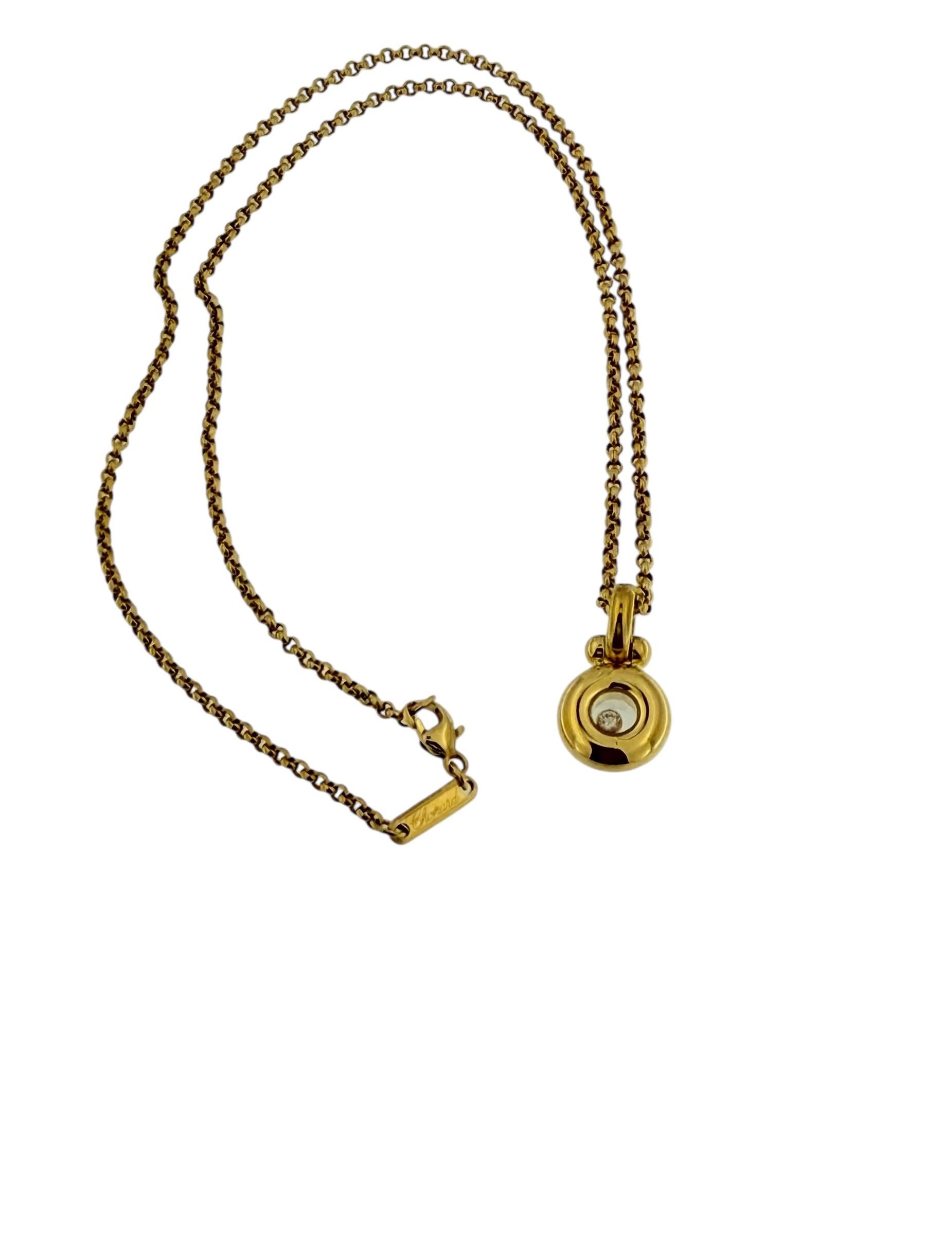 Brilliant Cut Chopard Happy Diamonds 18 karat Yellow Gold Necklace For Sale