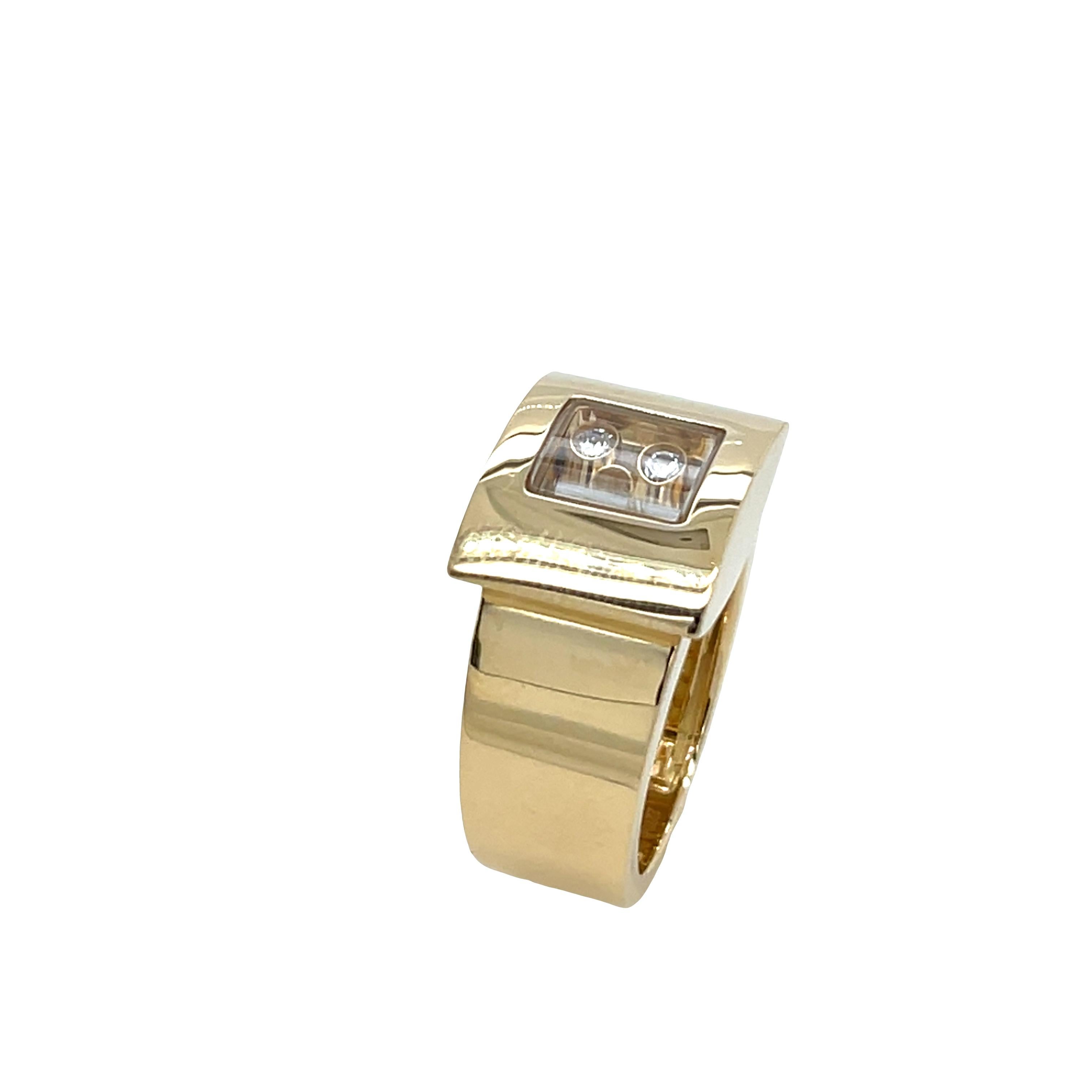 Chopard Happy Diamonds 18ct gold Ring Set With 3 Floating Diamonds In Excellent Condition For Sale In London, GB