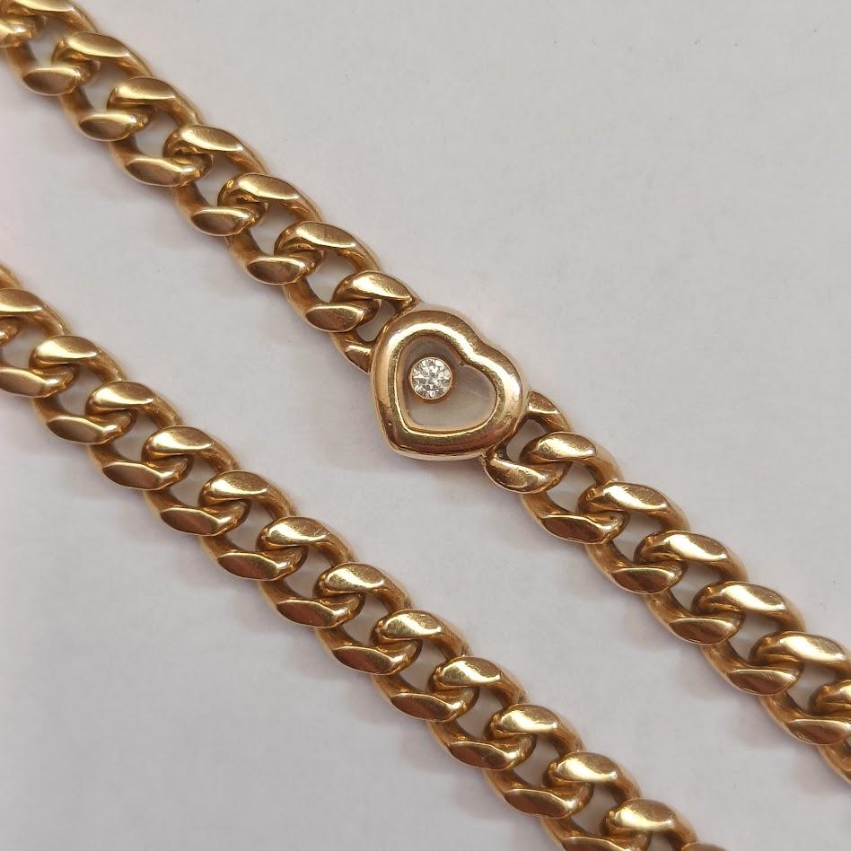 Contemporary Chopard Happy Diamonds Bracelet - 18k Gold Curb Link For Sale