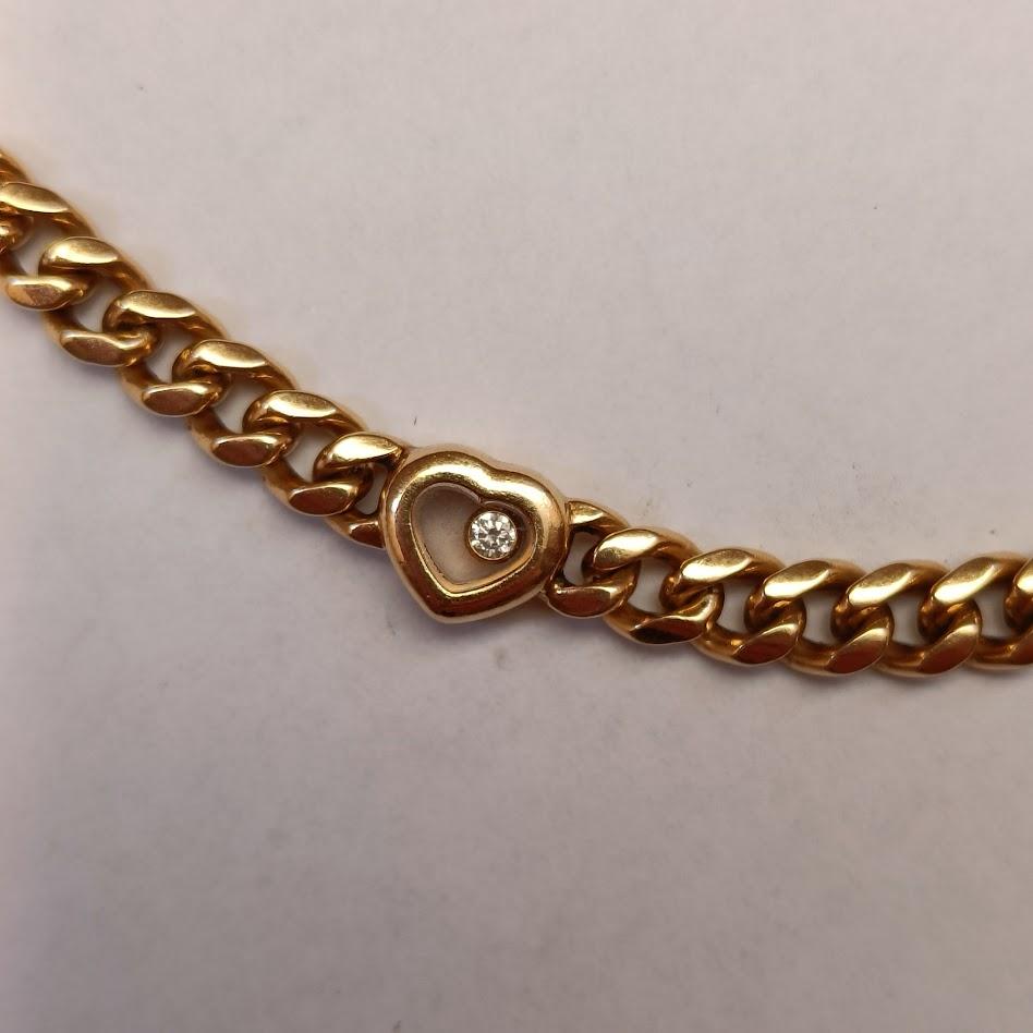 Chopard Happy Diamonds Bracelet - 18k Gold Curb Link In Good Condition For Sale In Magenta, IT
