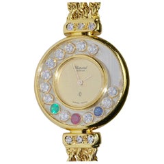 Chopard Happy Diamonds 18k Gold Ladies Watch, Diamonds, Sapphire, Ruby, Emerald