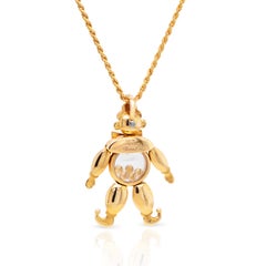 Chopard Happy Diamonds 18K Gold Ruby Diamond Emerald Sapphire Clown Pendant