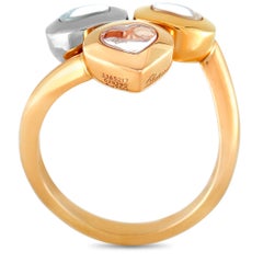 Chopard Happy Diamonds 18K Rose and White Gold 3 Floating Diamonds 3 Hearts Ring