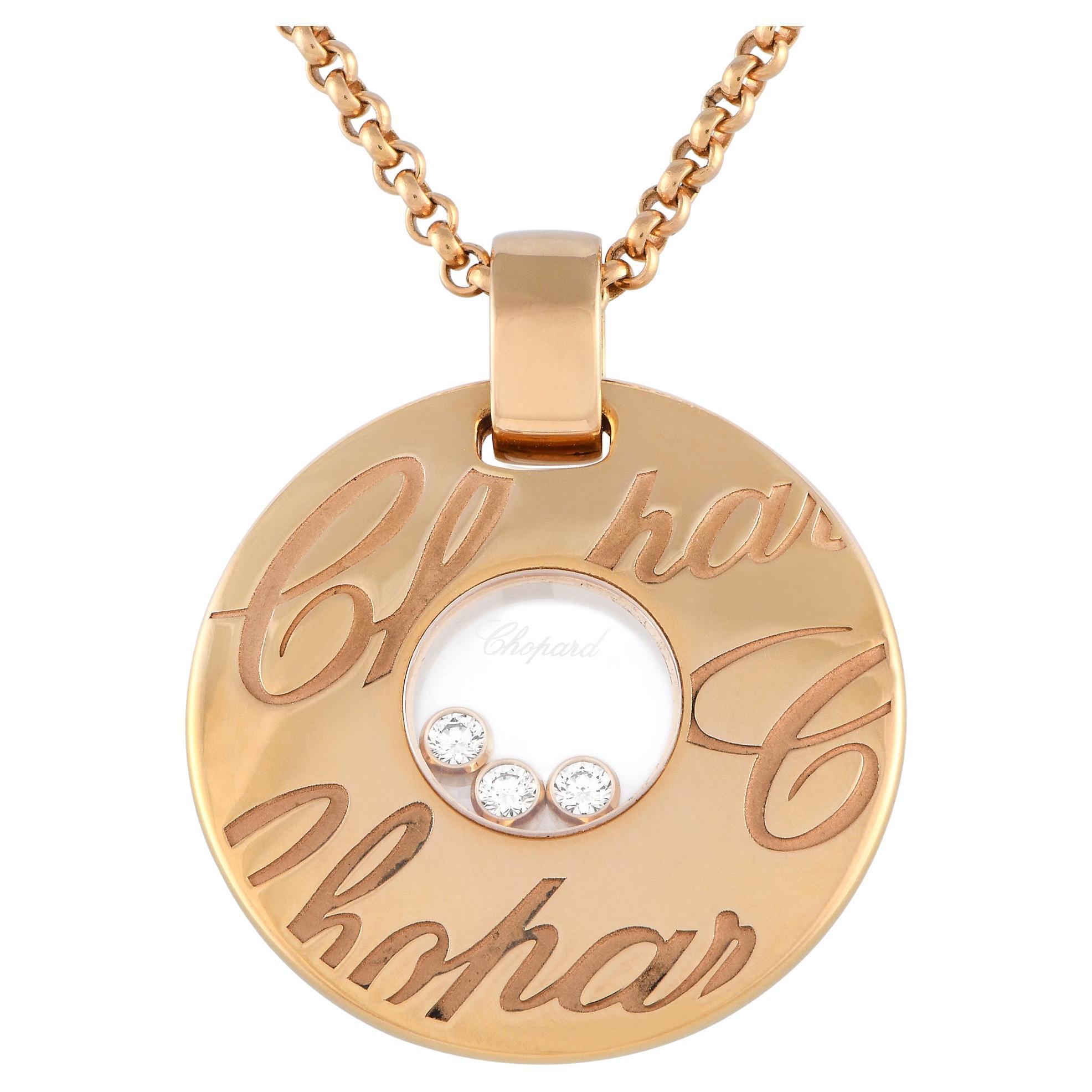Chopard Happy Diamonds Halskette mit Anhänger, 18 Karat Roségold 0,17 Karat Diamanten