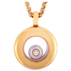 Chopard Happy Diamonds 18 Karat Gold and 1 Floating Diamond Pendant Necklace