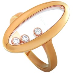 Chopard Happy Diamonds 18 Karat Rose Gold and 3 Floating Diamonds Oval Ring