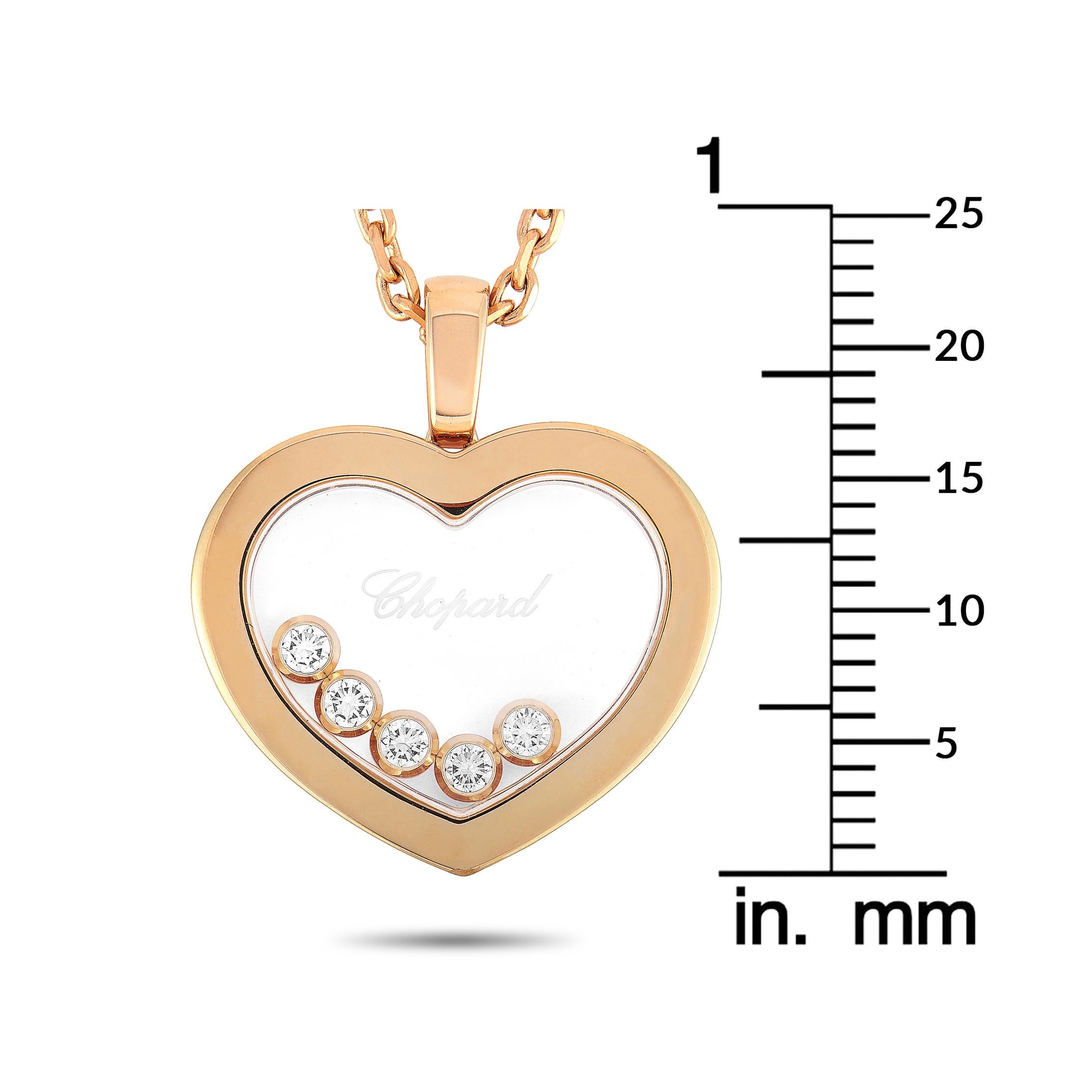 Chopard Happy Diamonds 18 Karat Rose Gold and 5 Floating Diamonds Heart Pendant In New Condition In Southampton, PA