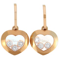 Chopard Happy Diamonds 18 Karat Rose Gold and 6 Floating Diamonds Heart Dangle