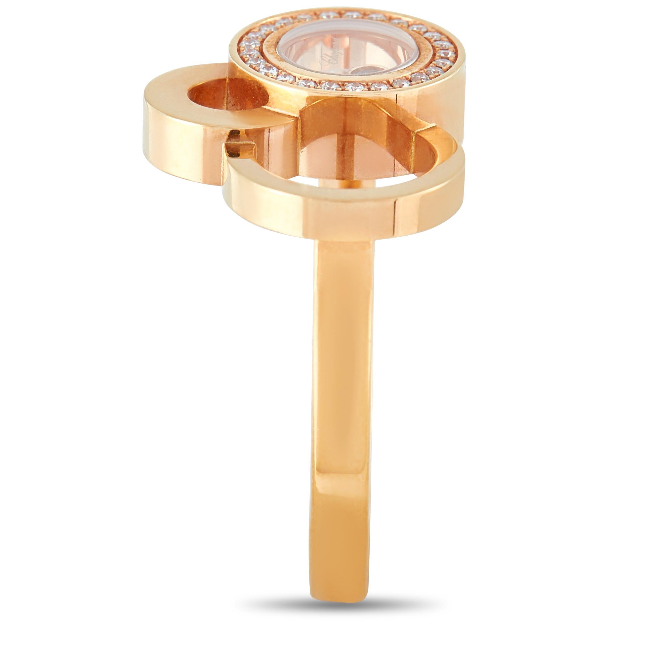 Chopard Happy Diamonds 18 Karat Rose Gold and Diamond 3 Circles Ring In New Condition In Southampton, PA