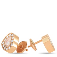 Chopard Happy Diamonds 18 Karat Rose Gold and Diamond Heart Stud Earrings