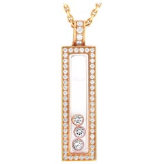 Chopard Happy Diamonds 18 Karat Gold and Diamond Rectangle Pendant Necklace