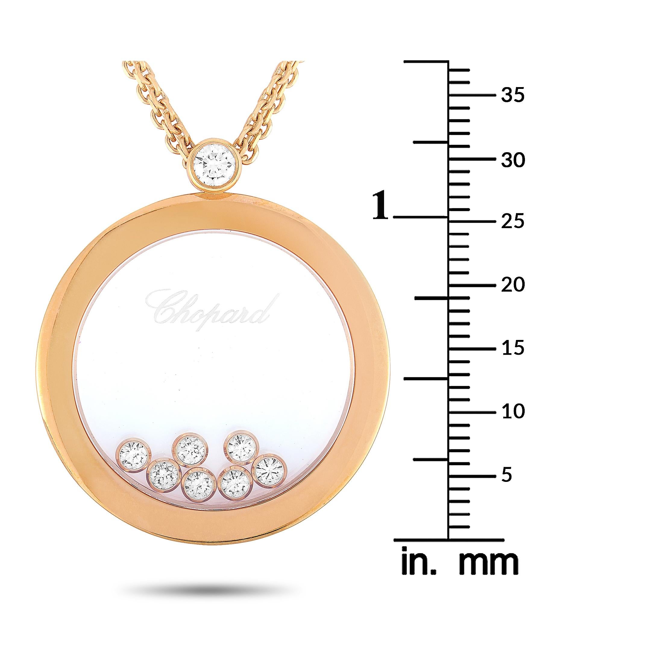 Chopard Happy Diamonds 18 Karat Rose Gold and Diamond Round Pendant Necklace In New Condition In Southampton, PA