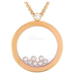 Chopard Happy Diamonds 18 Karat Rose Gold and Diamond Round Pendant Necklace