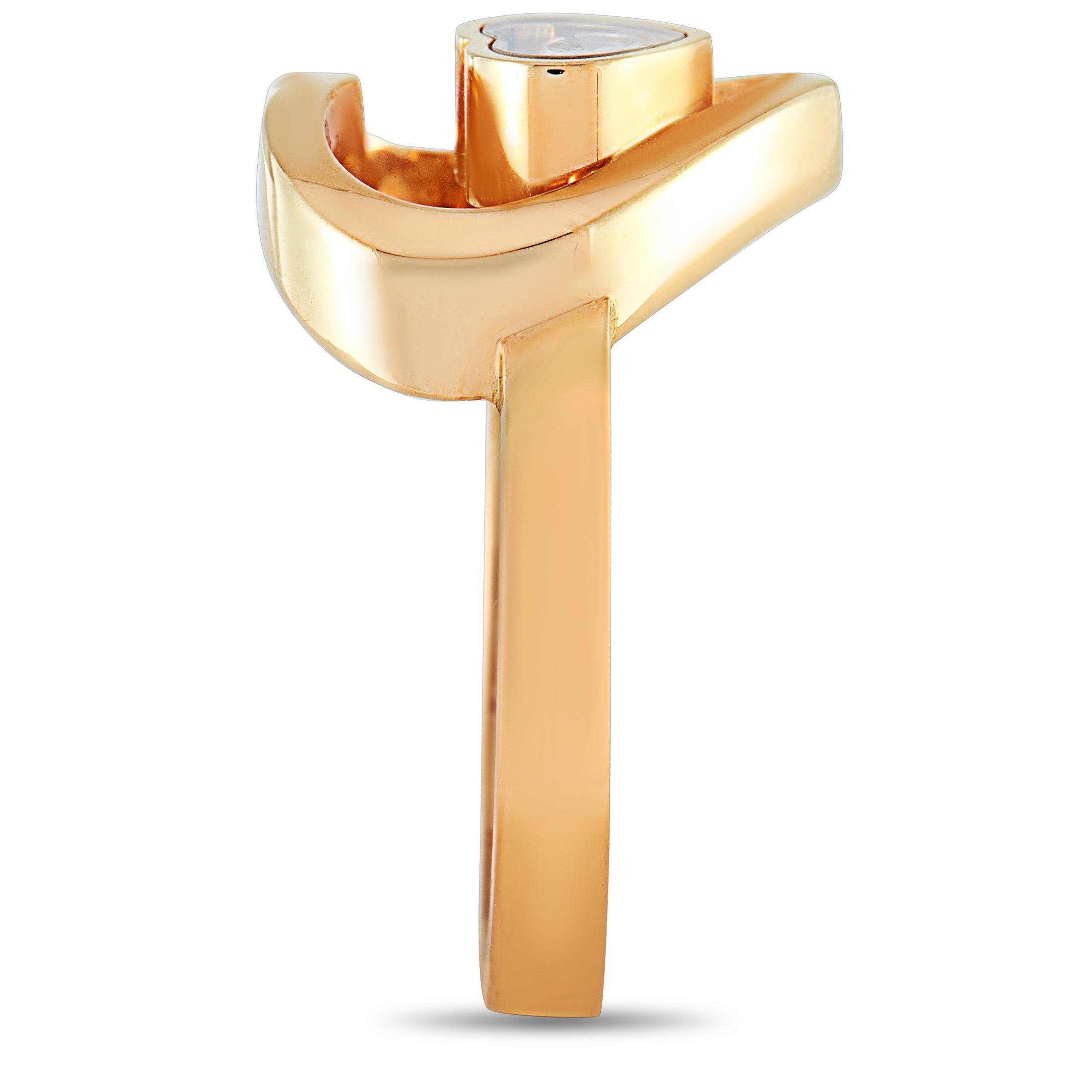 Chopard Happy Diamonds 18 Karat Rose Gold and Floating Diamond 2 Hearts Ring In New Condition In Southampton, PA